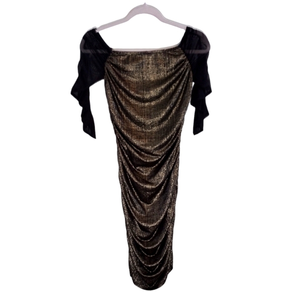 GG Glamour Ruched Metallic Dress Made in USA - Picture 2 of 6